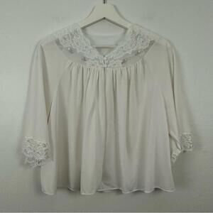 Vintage Shadowline Lace White Nightgown Top Size L